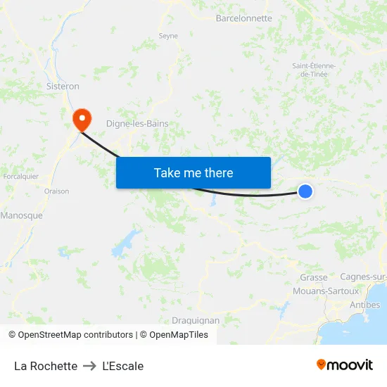 La Rochette to L'Escale map