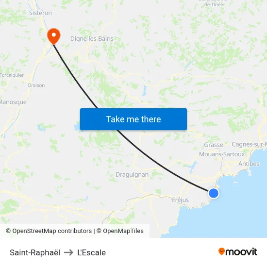 Saint-Raphaël to L'Escale map
