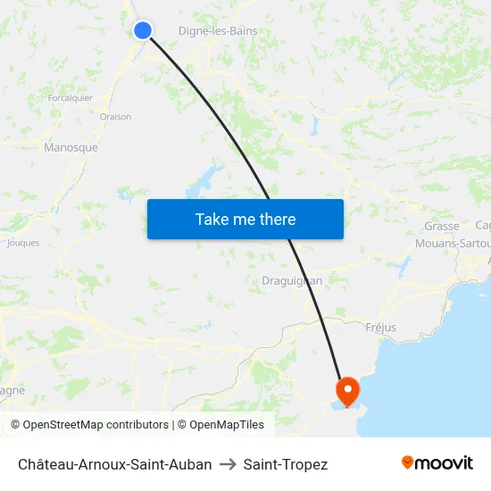 Château-Arnoux-Saint-Auban to Saint-Tropez map