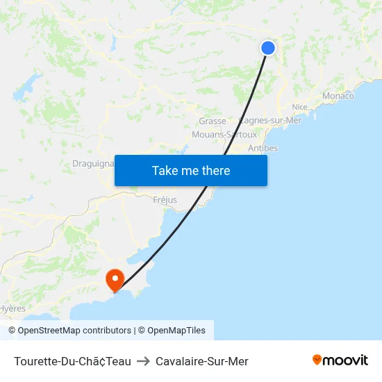 Tourette-Du-Chã¢Teau to Cavalaire-Sur-Mer map