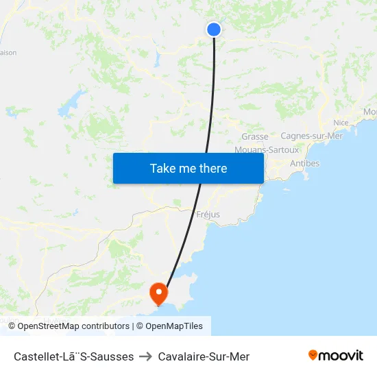 Castellet-Lã¨S-Sausses to Cavalaire-Sur-Mer map