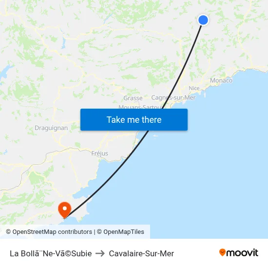 La Bollã¨Ne-Vã©Subie to Cavalaire-Sur-Mer map