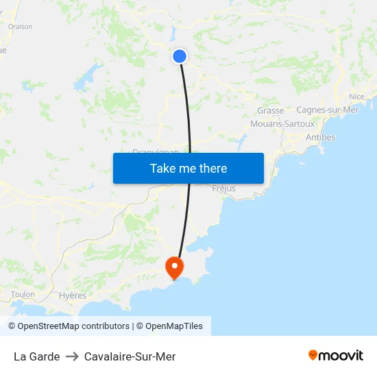 La Garde to Cavalaire-Sur-Mer map