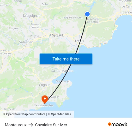 Montauroux to Cavalaire-Sur-Mer map
