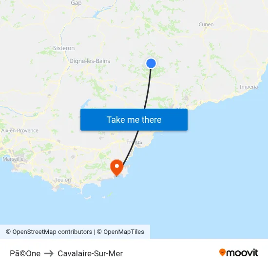 Pã©One to Cavalaire-Sur-Mer map
