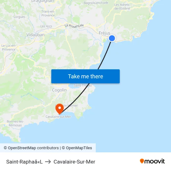Saint-Raphaã«L to Cavalaire-Sur-Mer map