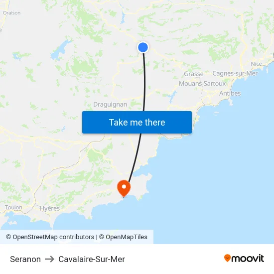 Seranon to Cavalaire-Sur-Mer map
