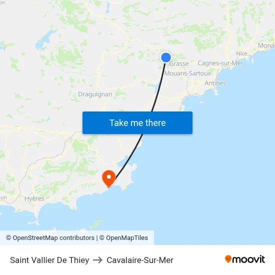 Saint Vallier De Thiey to Cavalaire-Sur-Mer map