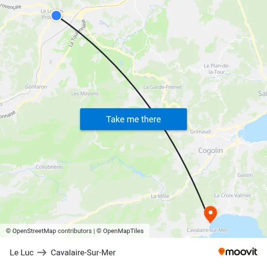 Le Luc to Cavalaire-Sur-Mer map