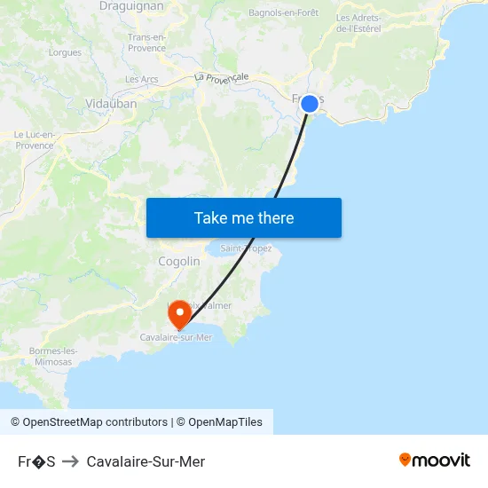 Fr�S to Cavalaire-Sur-Mer map