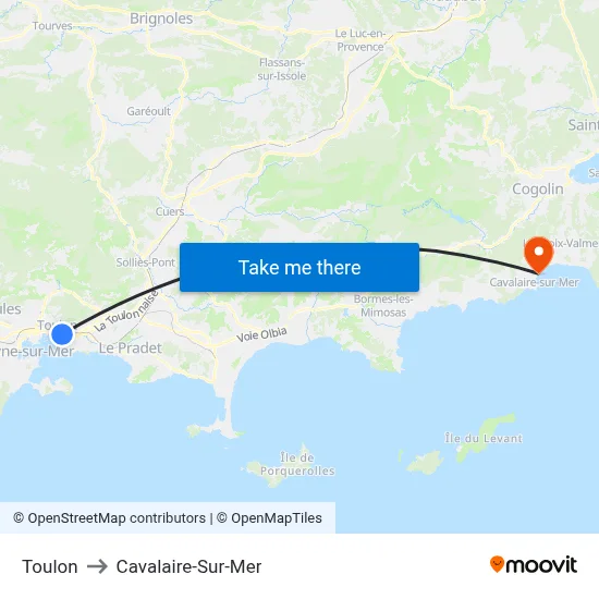 Toulon to Cavalaire-Sur-Mer map