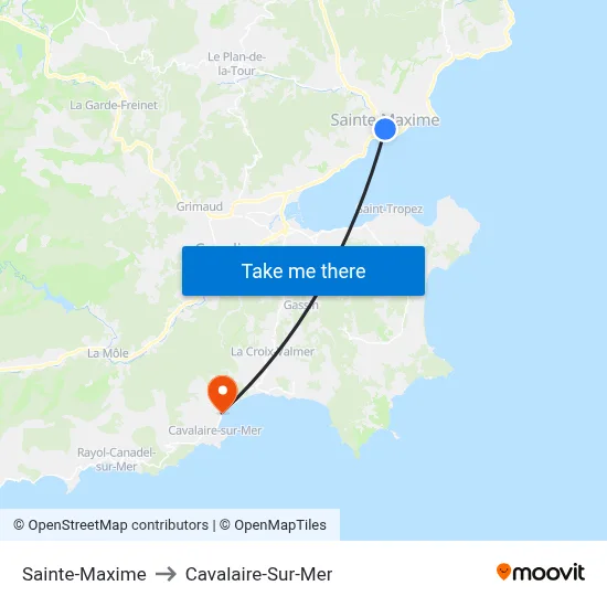 Sainte-Maxime to Cavalaire-Sur-Mer map