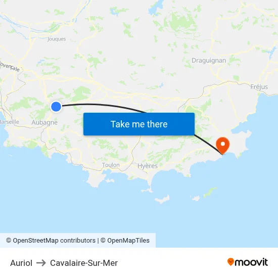Auriol to Cavalaire-Sur-Mer map