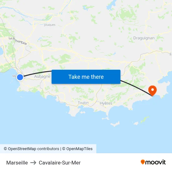 Marseille to Cavalaire-Sur-Mer map