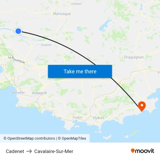 Cadenet to Cavalaire-Sur-Mer map
