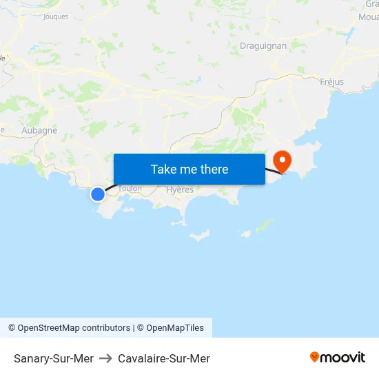 Sanary-Sur-Mer to Cavalaire-Sur-Mer map