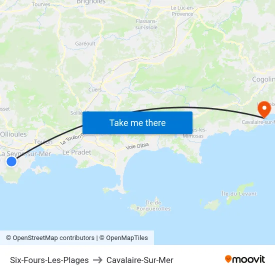 Six-Fours-Les-Plages to Cavalaire-Sur-Mer map