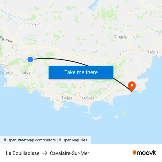 La Bouilladisse to Cavalaire-Sur-Mer map