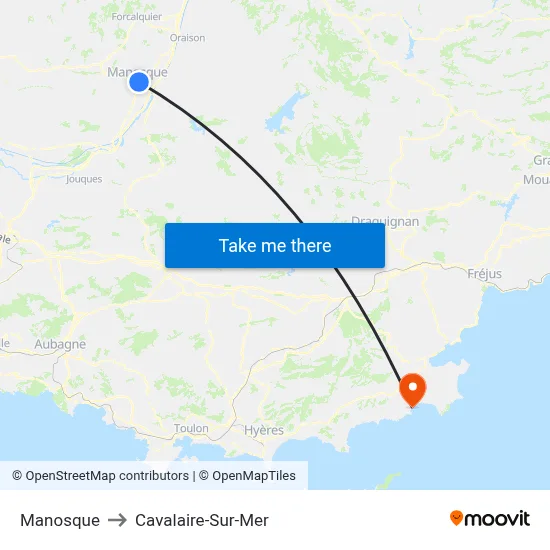 Manosque to Cavalaire-Sur-Mer map