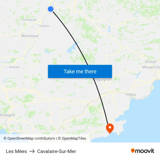 Les Mées to Cavalaire-Sur-Mer map