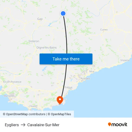 Eygliers to Cavalaire-Sur-Mer map