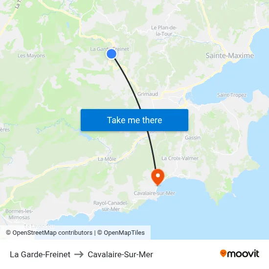 La Garde-Freinet to Cavalaire-Sur-Mer map
