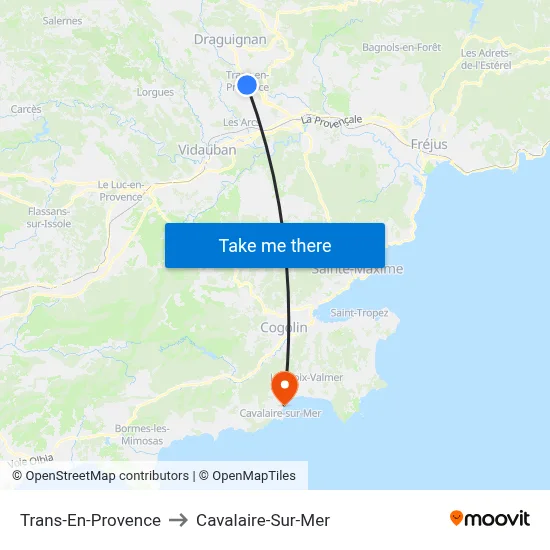 Trans-En-Provence to Cavalaire-Sur-Mer map