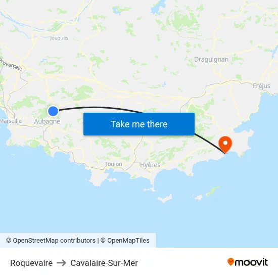 Roquevaire to Cavalaire-Sur-Mer map
