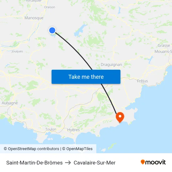 Saint-Martin-De-Brômes to Cavalaire-Sur-Mer map