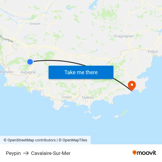 Peypin to Cavalaire-Sur-Mer map