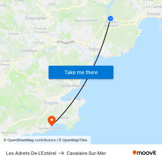 Les Adrets-De-L'Estérel to Cavalaire-Sur-Mer map
