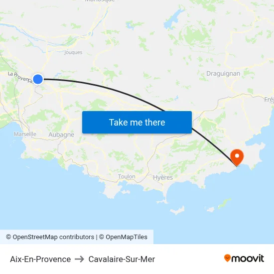 Aix-En-Provence to Cavalaire-Sur-Mer map