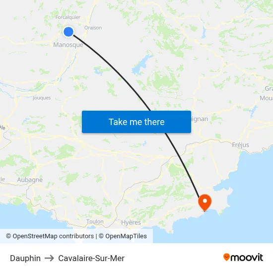 Dauphin to Cavalaire-Sur-Mer map