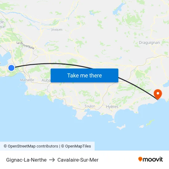 Gignac-La-Nerthe to Cavalaire-Sur-Mer map