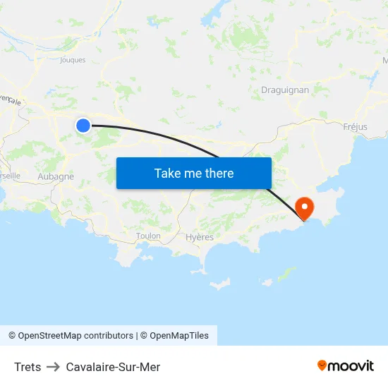 Trets to Cavalaire-Sur-Mer map