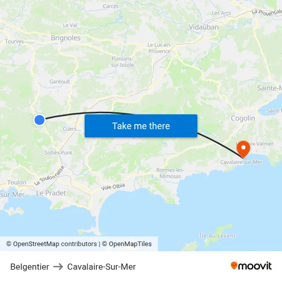 Belgentier to Cavalaire-Sur-Mer map