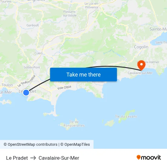 Le Pradet to Cavalaire-Sur-Mer map