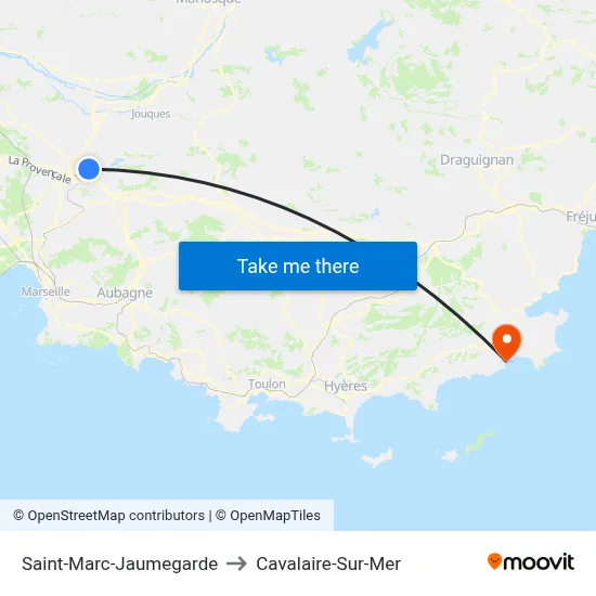 Saint-Marc-Jaumegarde to Cavalaire-Sur-Mer map