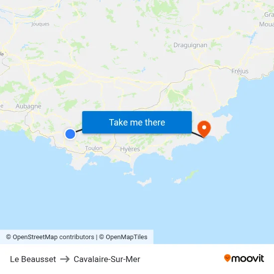 Le Beausset to Cavalaire-Sur-Mer map