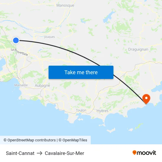 Saint-Cannat to Cavalaire-Sur-Mer map