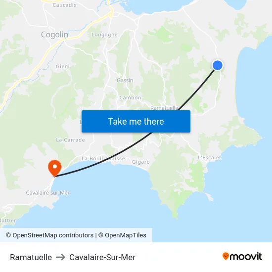 Ramatuelle to Cavalaire-Sur-Mer map