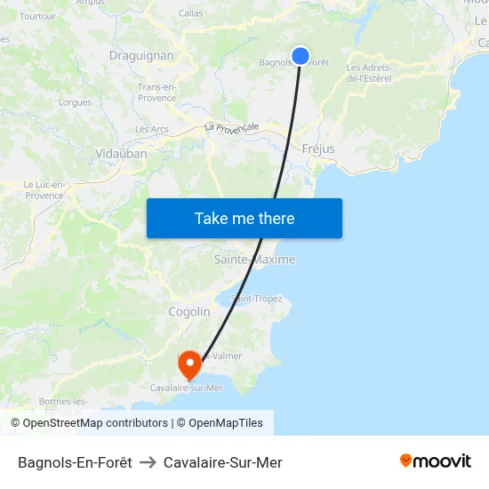 Bagnols-En-Forêt to Cavalaire-Sur-Mer map