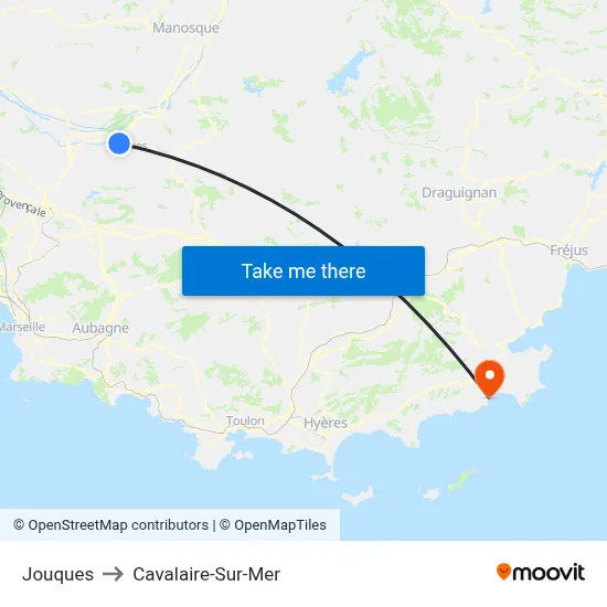 Jouques to Cavalaire-Sur-Mer map