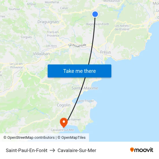 Saint-Paul-En-Forêt to Cavalaire-Sur-Mer map