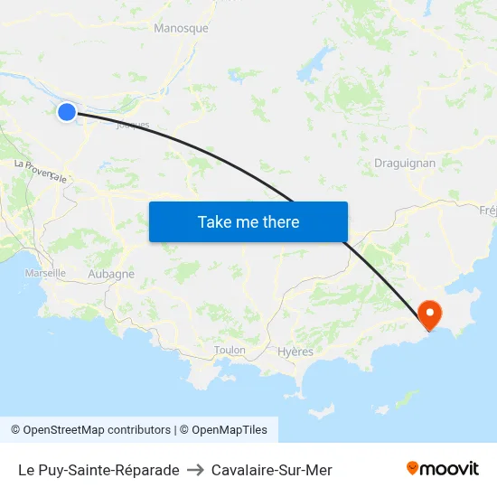 Le Puy-Sainte-Réparade to Cavalaire-Sur-Mer map