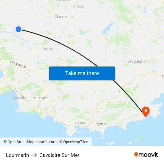 Lourmarin to Cavalaire-Sur-Mer map