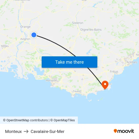 Monteux to Cavalaire-Sur-Mer map
