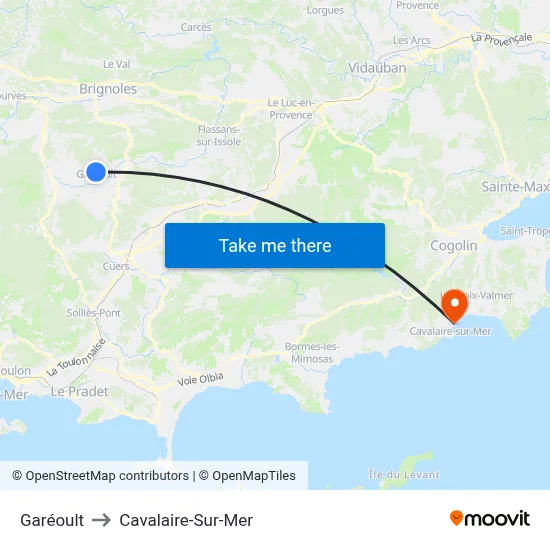Garéoult to Cavalaire-Sur-Mer map