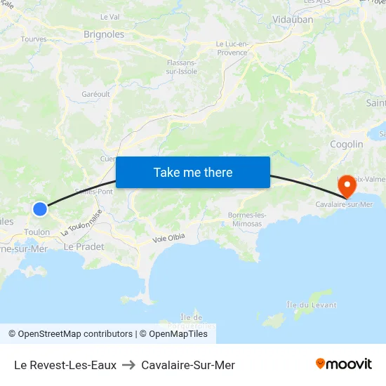 Le Revest-Les-Eaux to Cavalaire-Sur-Mer map