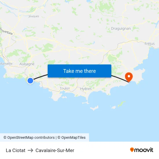 La Ciotat to Cavalaire-Sur-Mer map